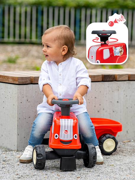 Porteur tracteur birdy farm 1er âge à volant directionnel avec klaxon, remorque. Rose+Rouge+Vert 7 - vertbaudet enfant 