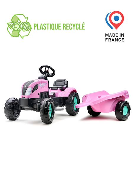 Tracteur à pédales barbie avec remorque Rose barbie 4 - vertbaudet enfant 