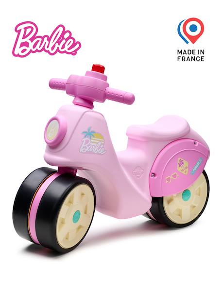 Scooter 1er âge barbie à roues silencieuses, guidon directionnel avec klaxon - crème et rose Rose barbie 4 - vertbaudet enfant 