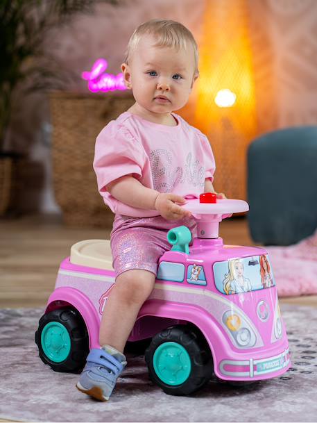 Porteur minivan barbie avec assise ouvrante et volant directionnel avec klaxon Rose barbie 1 - vertbaudet enfant 