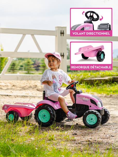 Tracteur à pédales barbie avec remorque Rose barbie 2 - vertbaudet enfant 