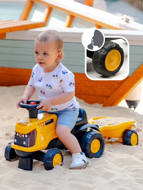 Porteur tracteur 1er âge à volant directionnel avec klaxon, roues silencieuses et remorque Jaune jcb+Orange 2 - vertbaudet enfant 