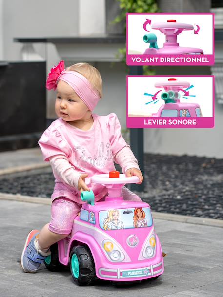 Porteur minivan barbie avec assise ouvrante et volant directionnel avec klaxon Rose barbie 2 - vertbaudet enfant 