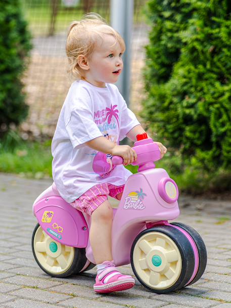 Scooter 1er âge barbie à roues silencieuses, guidon directionnel avec klaxon - crème et rose Rose barbie 1 - vertbaudet enfant 