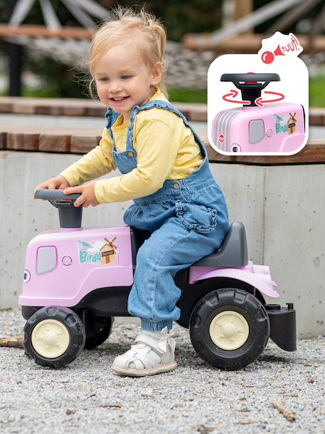 Porteur tracteur birdy farm 1er âge à volant directionnel avec klaxon, remorque. Rose+Rouge+Vert 2 - vertbaudet enfant 