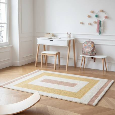 Tapis shaggy épais et confortable doodling Jaune naturel 2 - vertbaudet enfant 