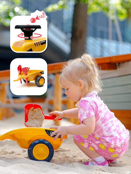 Porteur tracteur 1er âge à volant directionnel avec klaxon, roues silencieuses et remorque Jaune jcb+Orange 3 - vertbaudet enfant 