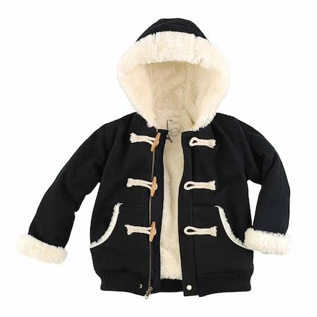 Blouson garçon noir à capuche | doublé imitation mouton | jude Noir 3 - vertbaudet enfant 