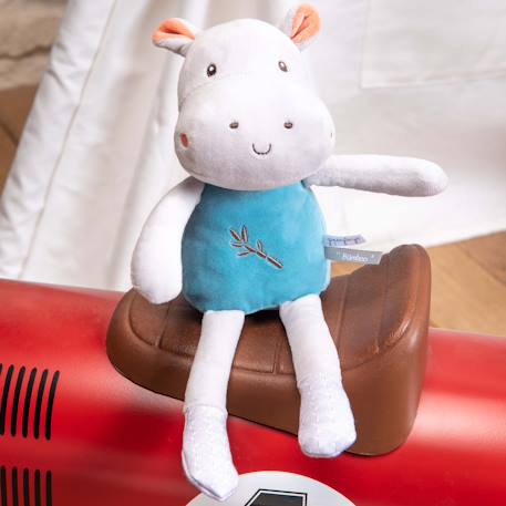Peluche - pantin bamboo bebe hippopotame - 24 cm s/carte Bleu 2 - vertbaudet enfant 