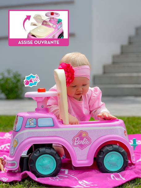Porteur minivan barbie avec assise ouvrante et volant directionnel avec klaxon Rose barbie 3 - vertbaudet enfant 