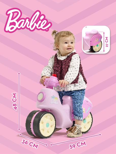 Scooter 1er âge barbie à roues silencieuses, guidon directionnel avec klaxon - crème et rose Rose barbie 5 - vertbaudet enfant 