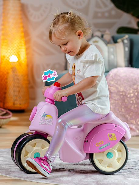 Scooter 1er âge barbie à roues silencieuses, guidon directionnel avec klaxon - crème et rose Rose barbie 3 - vertbaudet enfant 