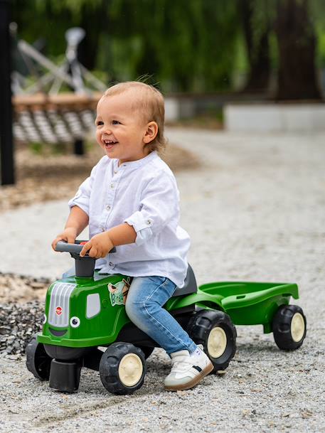 Porteur tracteur birdy farm 1er âge à volant directionnel avec klaxon, remorque. Rose+Rouge+Vert 11 - vertbaudet enfant 
