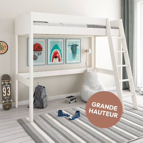 Lit mezzanine pin massif  edouard Blanc 1 - vertbaudet enfant 