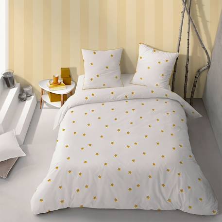 Parure de lit imprimée 100% coton, nuit etoilée Blanc, cannelle 1 - vertbaudet enfant 