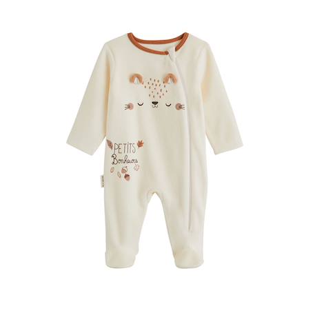 Pyjama bébé en velours ouverture zippée caramel Ecru 2 - vertbaudet enfant 