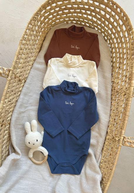 Lot de 3 bodies bébé col roulé manches longues mathéo Bleu 1 - vertbaudet enfant 