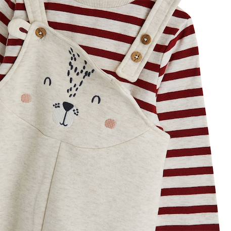 Ensemble salopette bébé en molleton et t-shirt pistache Beige 4 - vertbaudet enfant 