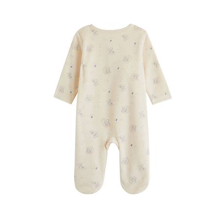 Pyjama bébé en velours ouverture pont voix lactée Ecru 3 - vertbaudet enfant 