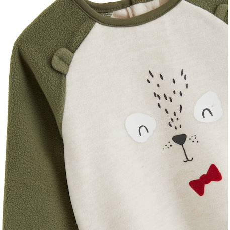 Pyjama bébé 2 pièces en polaire avec pieds retroussables pistache Kaki 4 - vertbaudet enfant 