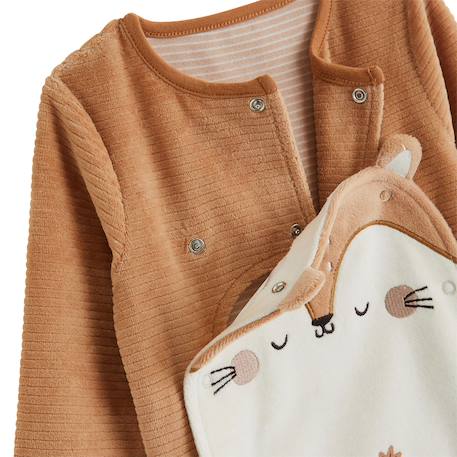 Pyjama bébé en velours côtelé ouverture pont caramel Marron 5 - vertbaudet enfant 