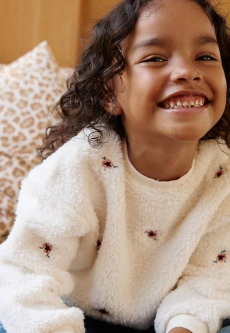Sweat-shirt bébé en sherpa cléo Vanille 1 - vertbaudet enfant 
