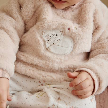 Sweat-shirt bébé en fausse fourrure doucette Rose 6 - vertbaudet enfant 
