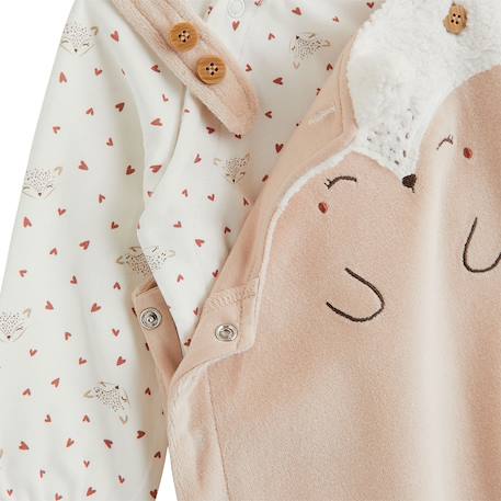 Ensemble salopette bébé en molleton et t-shirt doucette Rose 4 - vertbaudet enfant 