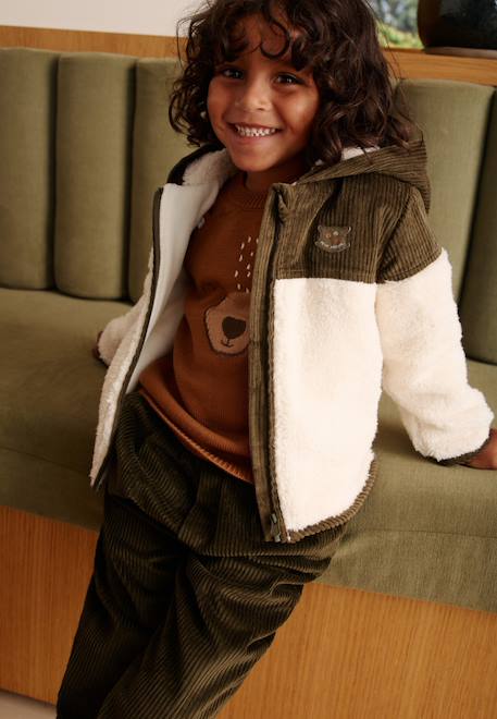 Veste enfant intérieur polaire avec capuche ginkgo Vert 1 - vertbaudet enfant 