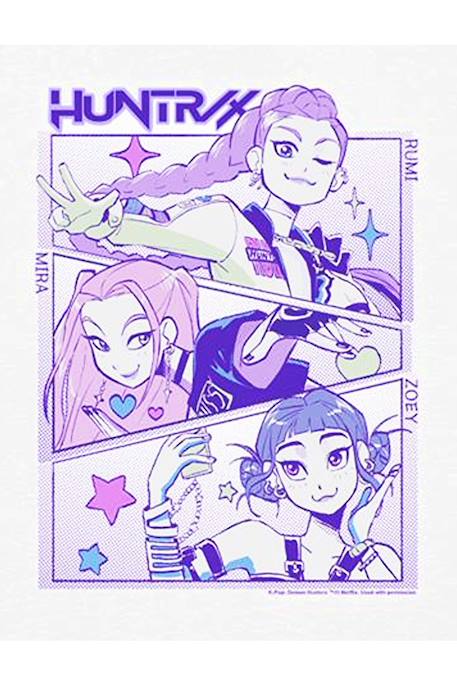T-shirt fille enfant Huntr/x, KPop Demon Hunters Blanc+Noir+Rose clair+Violet 3 - vertbaudet enfant 