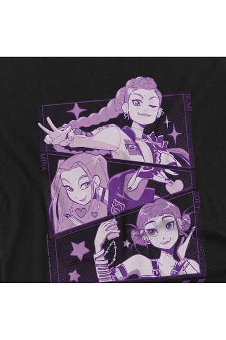 T-shirt fille enfant Huntr/x, KPop Demon Hunters Blanc+Bleu marine+Noir 14 - vertbaudet enfant 