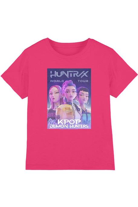 T-shirt fille enfant Huntr/x World Tour, KPop Demon Hunters Blanc+Fuchsia+Violet 7 - vertbaudet enfant 
