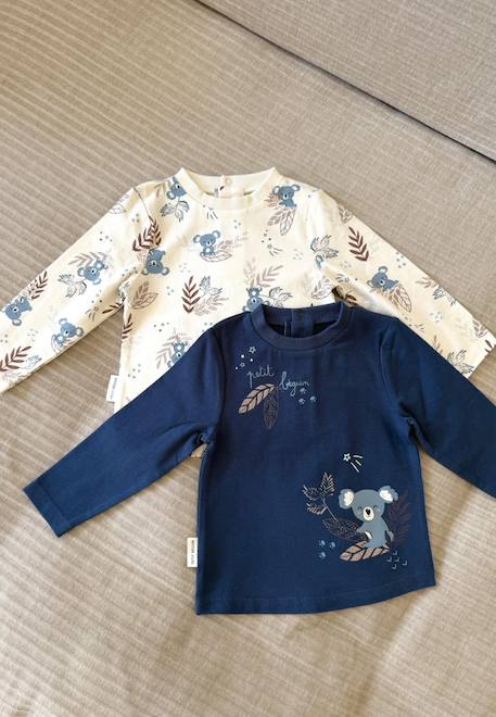 Lot de 2 t-shirts bébé manches longues mathéo Bleu 1 - vertbaudet enfant 