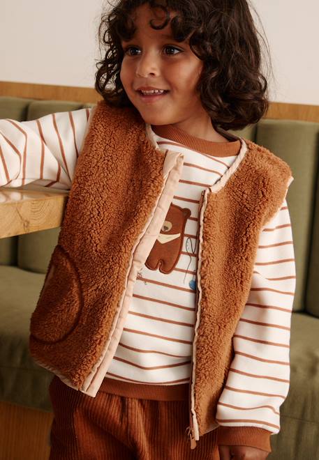 Veste sans manches enfant en sherpa moka Marron 1 - vertbaudet enfant 
