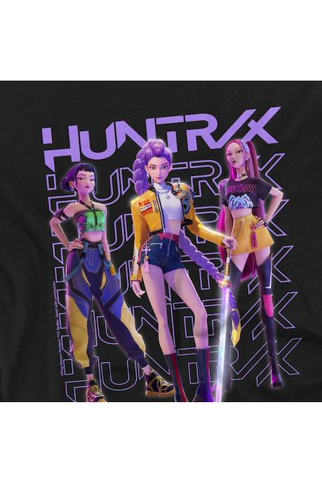 T-shirt fille enfant Huntr/x pose, KPop Demon Hunters Bleu marine+Noir+Violet 8 - vertbaudet enfant 