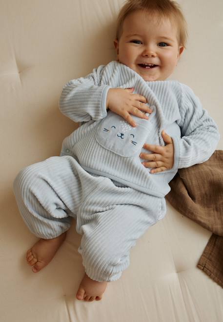 Ensemble sweat et pantalon bébé en velours voix lactée Bleu 1 - vertbaudet enfant 