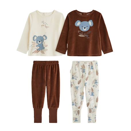 Lot de 2 pyjamas bébé 2 pièces en velours à pieds retroussables mathéo Marron 2 - vertbaudet enfant 