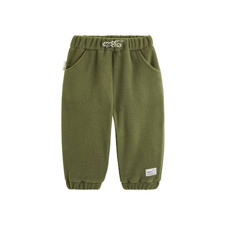 Pantalon bébé en polaire pistache Kaki 2 - vertbaudet enfant 