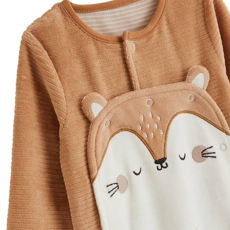 Pyjama bébé en velours côtelé ouverture pont caramel Marron 4 - vertbaudet enfant 