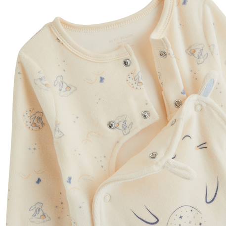 Pyjama bébé en velours ouverture pont voix lactée Ecru 5 - vertbaudet enfant 
