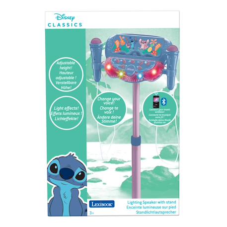 Microphone sur pied, enceinte Lumineuse bluetooth Stitch - Hauteur ajustable, Effets Lumineux, 2 Microphones Inclus Bleu 3 - vertbaudet enfant 