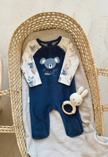 Pyjama bébé en velours mathéo Bleu 1 - vertbaudet enfant 