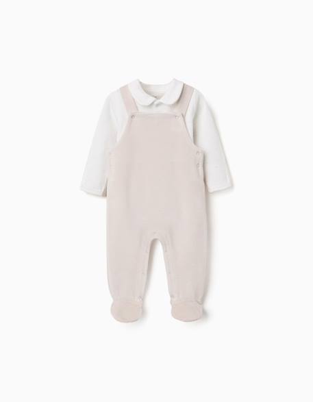 Ensemble body en coton + salopette en velours Gris clair 2 - vertbaudet enfant 