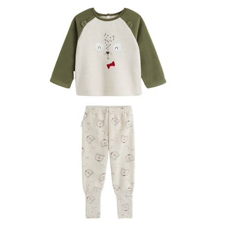 Pyjama bébé 2 pièces en polaire avec pieds retroussables pistache Kaki 2 - vertbaudet enfant 