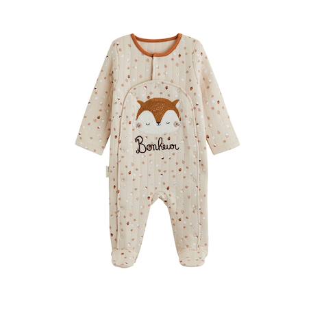 Pyjama bébé matelassé ouverture pont caramel Ecru 2 - vertbaudet enfant 