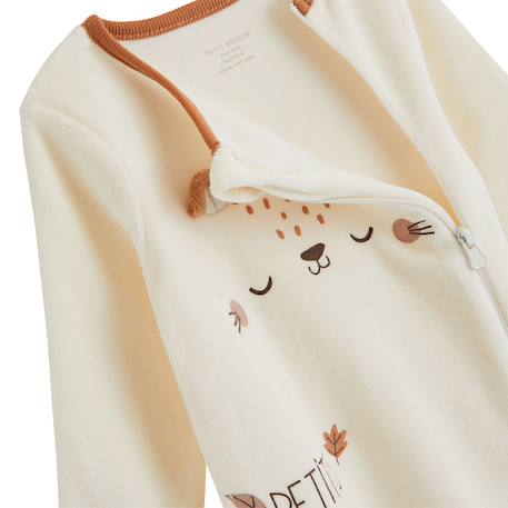 Pyjama bébé en velours ouverture zippée caramel Ecru 4 - vertbaudet enfant 