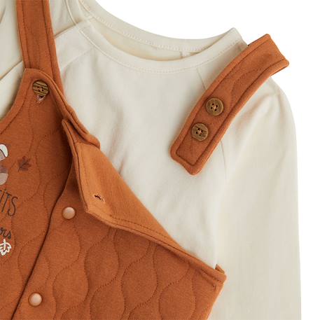 Ensemble salopette bébé matelassé et t-shirt caramel Marron 4 - vertbaudet enfant 