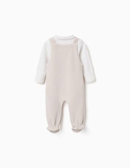 Ensemble body en coton + salopette en velours Gris clair 3 - vertbaudet enfant 