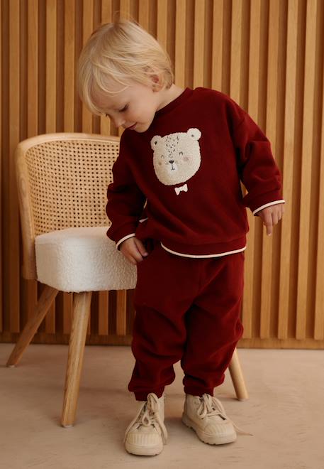 Ensemble bébé sweat et pantalon en polaire pistache Bordeaux 1 - vertbaudet enfant 