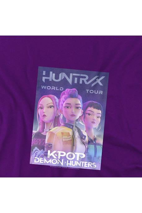 T-shirt fille enfant Huntr/x World Tour, KPop Demon Hunters Blanc+Fuchsia+Violet 15 - vertbaudet enfant 